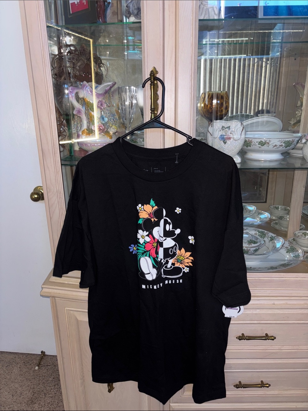 Neff Black Mickey Mouse Floral Graphic Tee
